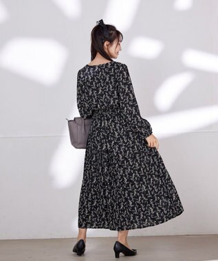 Tiaclasse 【洗える・新色追加】パフスリーブプリーツワンピース ネイビー