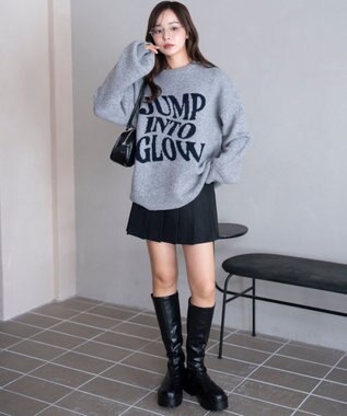 WEGO 【2025年秋冬新作】フラッフィーグラフィックニットBIGプルオーバー 柄2