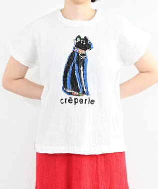 crêprie tsumori chisato creperie HAND PRINT T-SHIRT CAT クレプリ エジプトキャットプリント ドルマンTシャツ