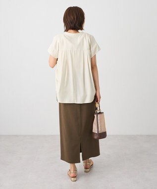 CRAFT STANDARD BOUTIQUE バンドカラーサイドドロストシャツ Cream