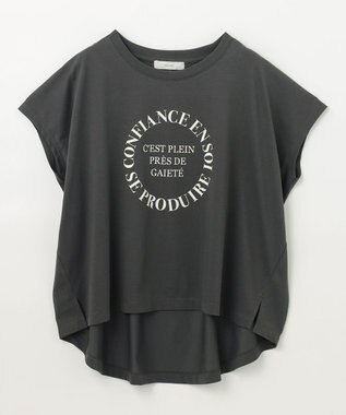 ANY フレンチスリーブロゴTシャツ チャコール