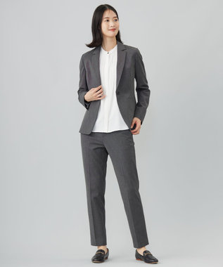 J.PRESS LADIES T/Rアルガンシルク テーパード パンツ ライトグレー系