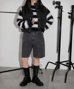 WEGO ヴィンテージウォッシュデニムハーフパンツ ブラックその他