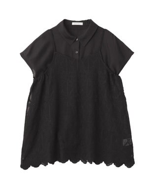 Green Parks ＳＥＴ２点刺しゅうキャミ＋シャツ Black