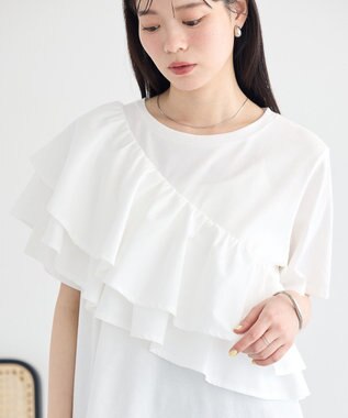 earth music&ecology 【接触冷感】フリルプルオーバー Off White