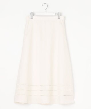 自由区 【XSサイズ～/洗える/セット可】エンブロイダリーリネン フレアスカート アイボリー系