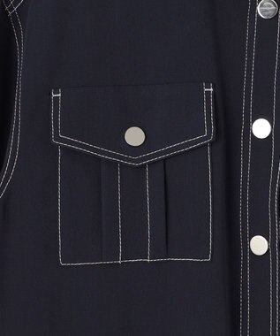 GRACE CONTINENTAL 配色ステッチワークシャツワンピース ネイビー