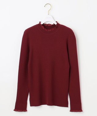 ANY SIS CICA加工 フリルネック プルオーバー ボルドー