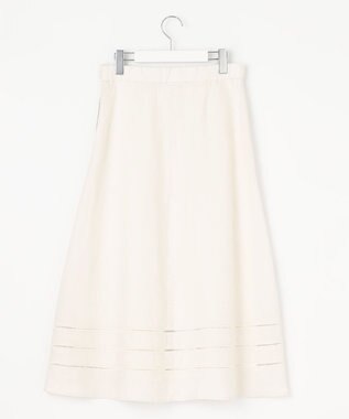 自由区 【XSサイズ～/洗える/セット可】エンブロイダリーリネン フレアスカート アイボリー系