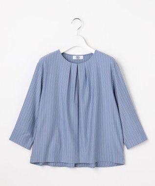 J.PRESS LADIES ストライプジャージー バックペプラム カットソー ダルブルーストライプ系