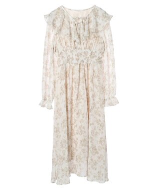 earth music&ecology 隠れバンビ花柄ワンピース Ivory