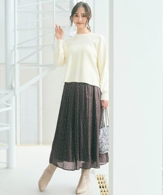 ANY SIS 【洗える】シャイニードットギャザー スカート スレート系