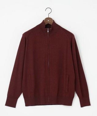 JOSEPH ABBOUD 【チクチクしない/イージーケア/3シーズン対応/サスティナブル】SNOWY  スタンドジップカーディガン ワイン系