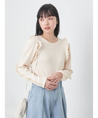 earth music&ecology シャーリングカットプルオーバー Ivory