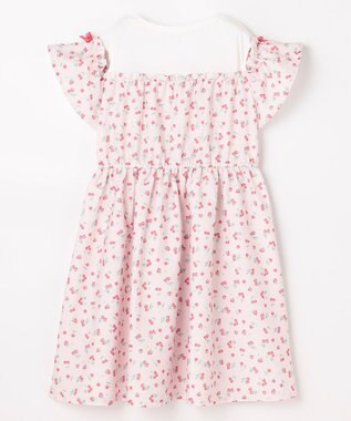 ANY KIDS 【洗濯機可能】オンオフショルダーワンピース ピンク×フルーツ