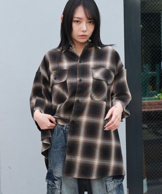 WEGO 【ユニセックス着用ITEM/SMLサイズ展開】オンブレチェックシャツ（SS） 柄3