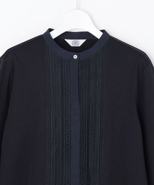 J.PRESS LADIES S レースコンビ ボウタイ カットソー ネイビー系