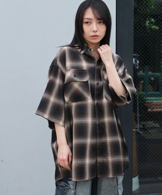 WEGO 【ユニセックス着用ITEM/SMLサイズ展開】オンブレチェックシャツ（SS） 柄3