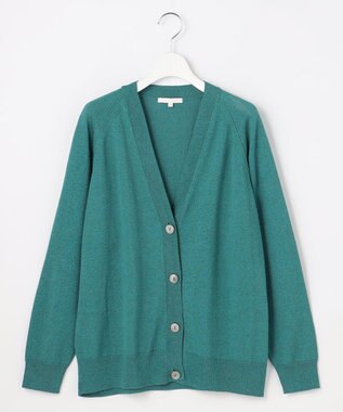 自由区 【アンサンブル対応】ペーパーコットンニット カーディガン ターコイズ