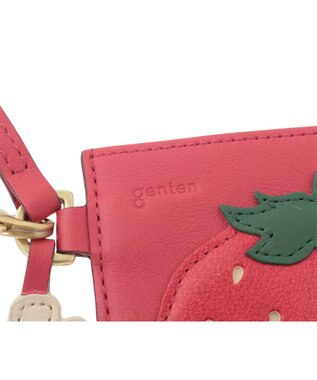 genten フルーツマーケット はみ出しパスケース「いちご」 アカ