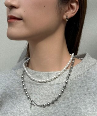 Phoebe マルチwayメタルボール×パールネックレス シルバー