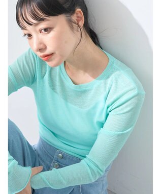 earth music&ecology シアーリブロゴ刺繍プルオーバー Mint Green