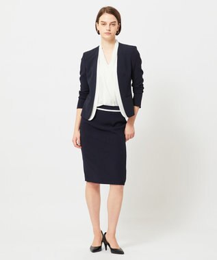 BEIGE， CINDY / ダブルカラージャケット Navy × White