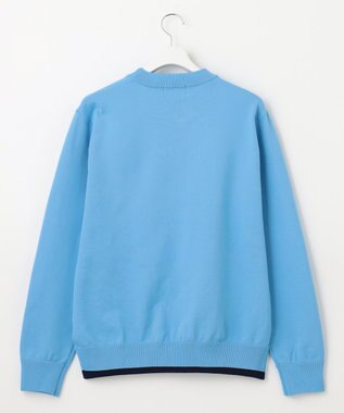 23区GOLF 【MEN】【ウォッシャブル】ロゴインターシャ ポリエステルニット スカイブルー系