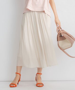 組曲 S 【ウエストゴム・WEB限定】シアープリーツライクシフォン パンツ ベージュ系