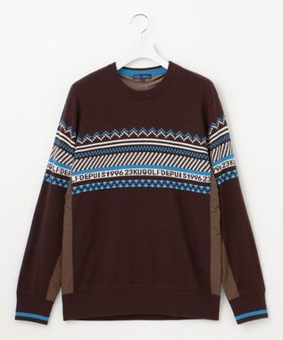 23区GOLF 【MEN】【ウォッシャブル】フェアアイル柄ニット ダークブラウン系