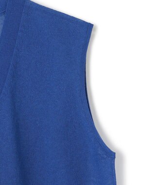 BEIGE， 【洗える】MILANO / リネン混シアーロングジレカーディガン Blue