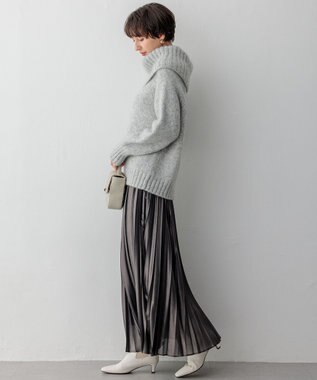 23区 S ホイルプリントプリーツ スカート ダークブラウン系