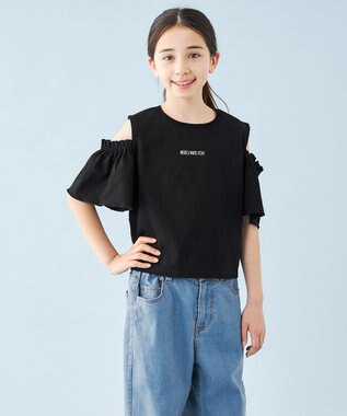 UNFILO 【110-150cm】アソート デザインTシャツ ブラック[オープンショルダー]