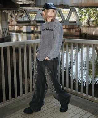 WEGO 【ユニセックス着用ITEM】ケミカルウォッシュグラフィックT（LS） グレー