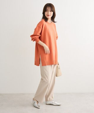 Green Parks もちやわサイドリブニットチュニック Orange