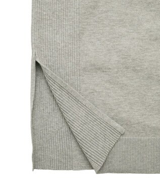 Green Parks もちやわサイドリブニットチュニック Gray Mixture