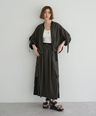 YECCA VECCA 【UVカット/接触冷感/遮熱】COOLカーゴロングスカート Charcoal Gray