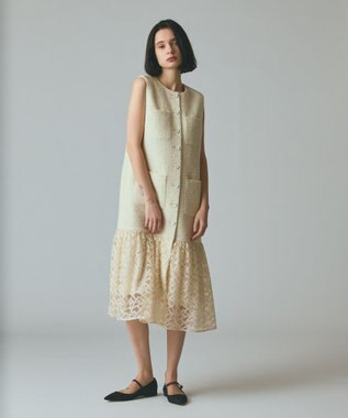 GRACE CONTINENTAL チュールコンビツイードワンピース キナリ