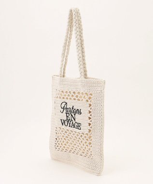 組曲 レタリングクロッシェトート バッグ アイボリー系