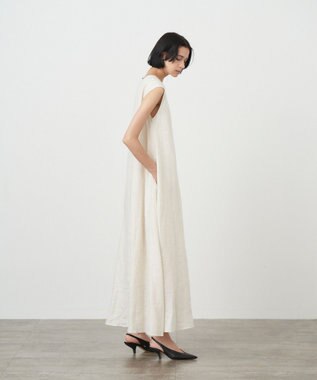ATON NATURAL DYD LINE LAWN ｜ サイドタックドレス WARM WHITE