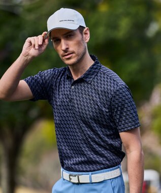 ZERO HALLIBURTON 【吸水速乾・UVケア】 ZHモノグラムジャガードポロシャツ ZHG-M5S6 82951 ブラック