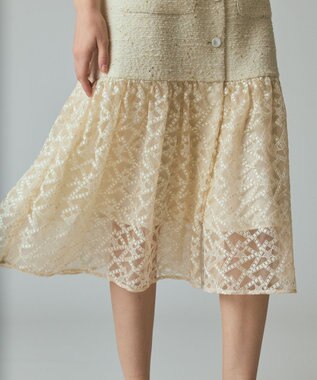 GRACE CONTINENTAL チュールコンビツイードワンピース キナリ