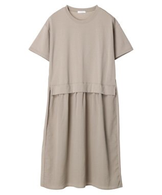 Green Parks 布帛ドッキングカットソーワンピース Gray Beige