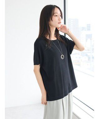 CRAFT STANDARD BOUTIQUE UVカット/接触冷感/洗える/ 半袖ニットプルオーバー Black