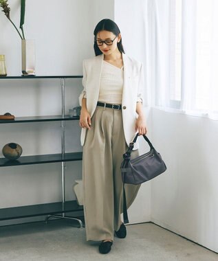 TOPKAPI 【TREASURE TOPKAPI】ナイロン ストライプ ベルト ショルダー バッグ ミディアムグレー