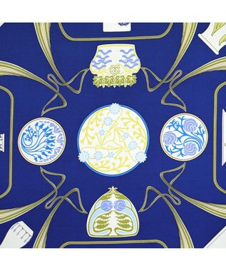 Marca ＜春の新色！＞【伝統横濱スカーフ】フラワーベースヌーヴォー  小判 シルクツイルスカーフ ブルー