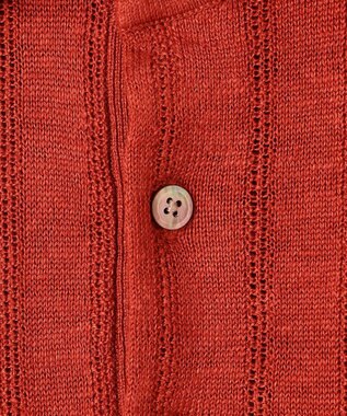 JOSEPH ABBOUD 【清涼感/洗えるリネン】フランドルリネン ニットポロ オレンジ系