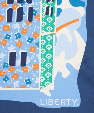 LIBERTY. チューダー パッチワーク 90x90 シルクスカーフ ネイビー