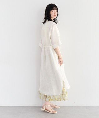 YECCA VECCA フレンチリネンドロストワンピース White