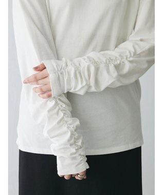 Green Parks AnriettMusee シャーリングスリーブＴシャツ＋レースキャミソールＳＥＴ Off White